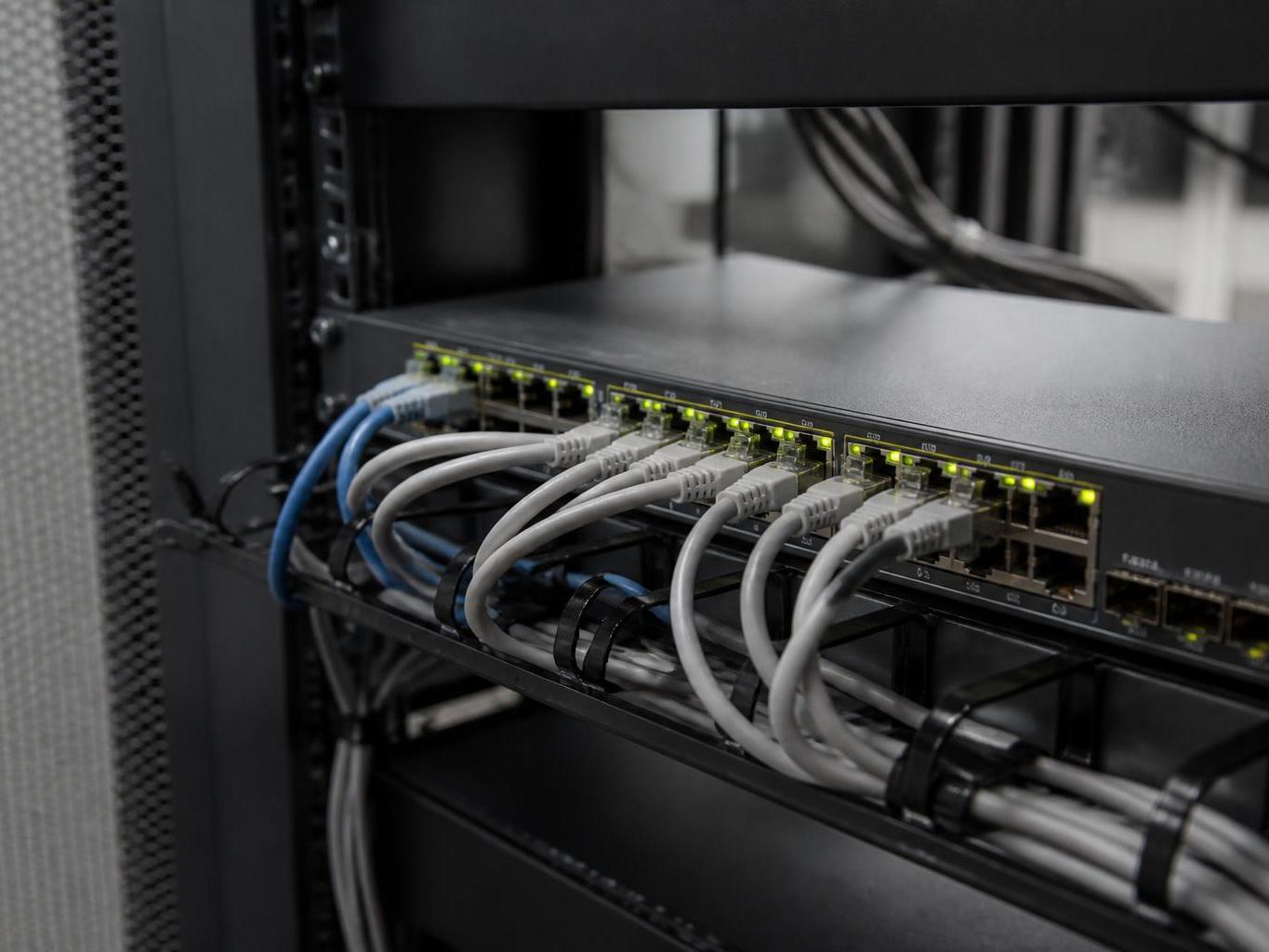 Aktif LED port göstergeleri olan, çok gigabit PoE destekli kurumsal switch